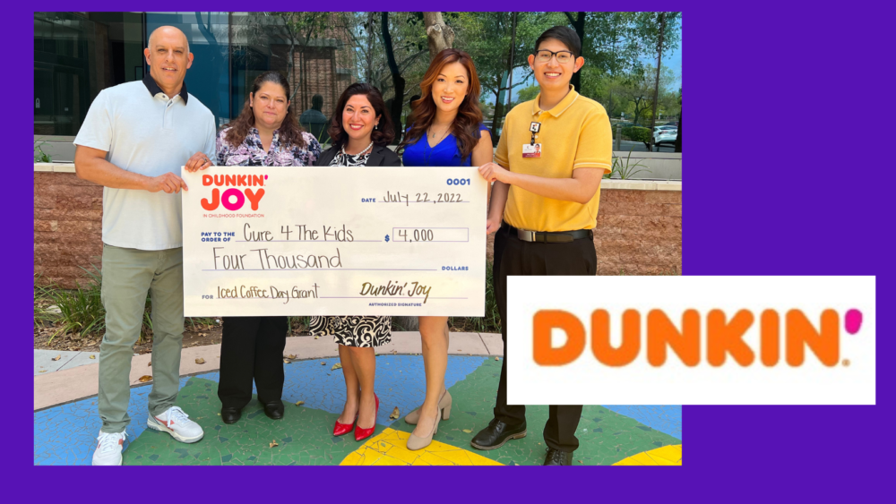Dunkin' Presents $4,000 Check to Cure 4 The Kids Foundation